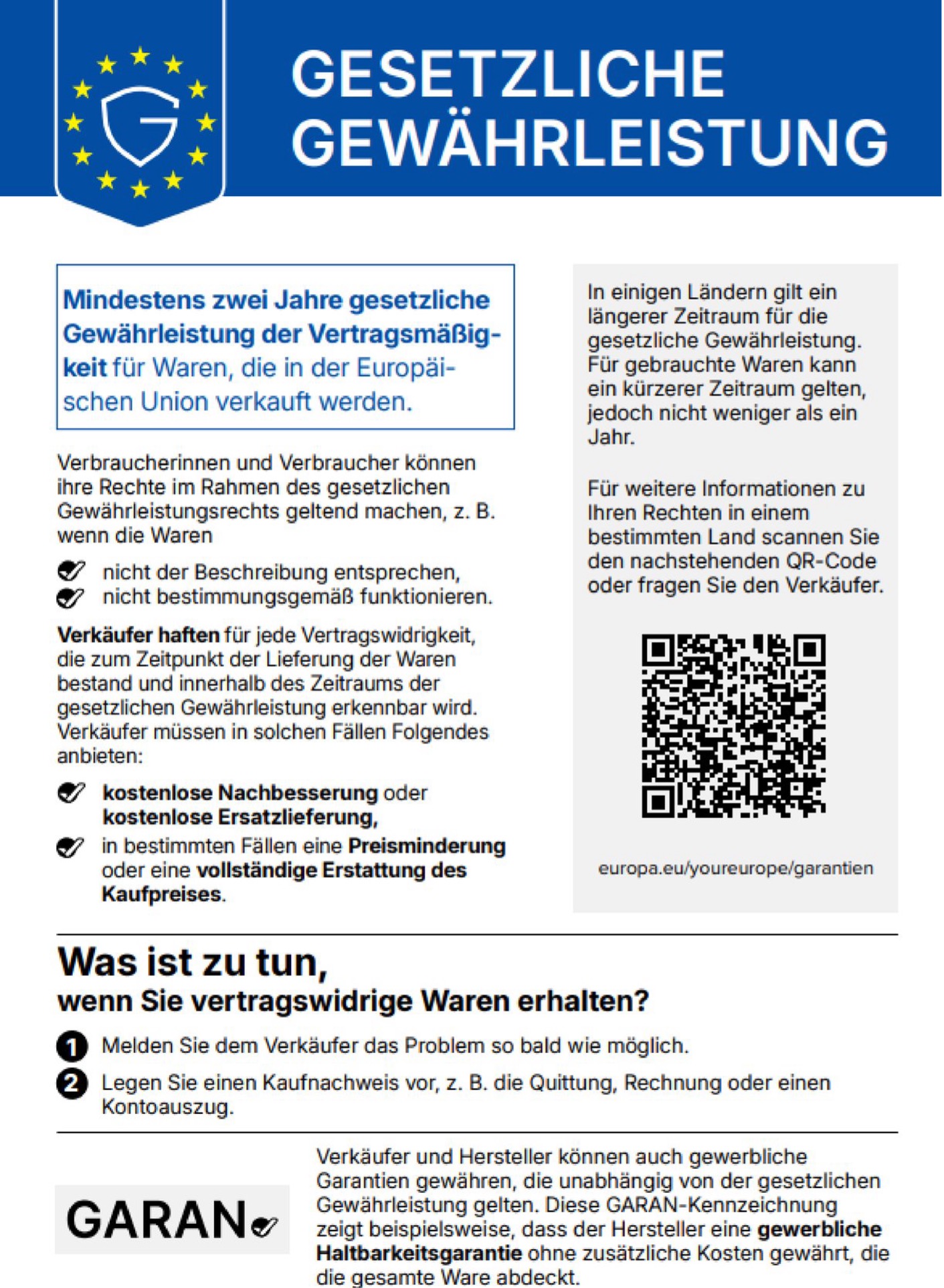 Gesetzliche Gewährleistung